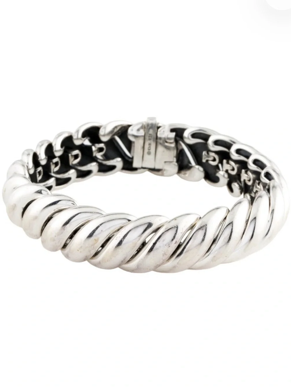 David Yurman Sleek Silver Twisted Rope Bangle Bracelet - Women Jewelry